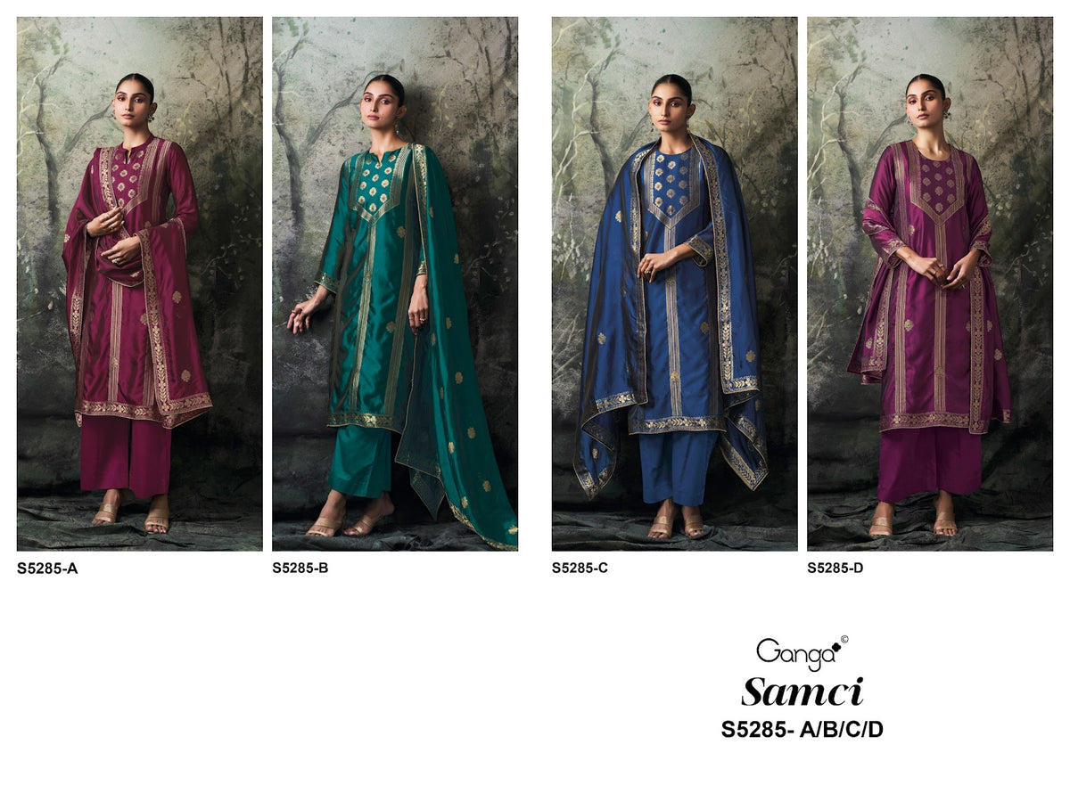 Samci S5285 Ganga Woven Silk Pant Style Suits Exporter Ahmedabad