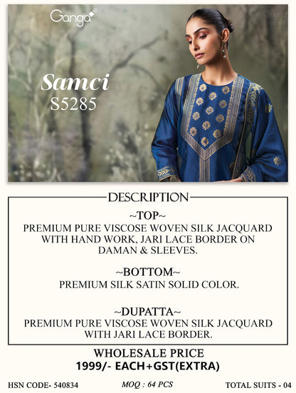 Samci S5285 Ganga Woven Silk Pant Style Suits Exporter Ahmedabad