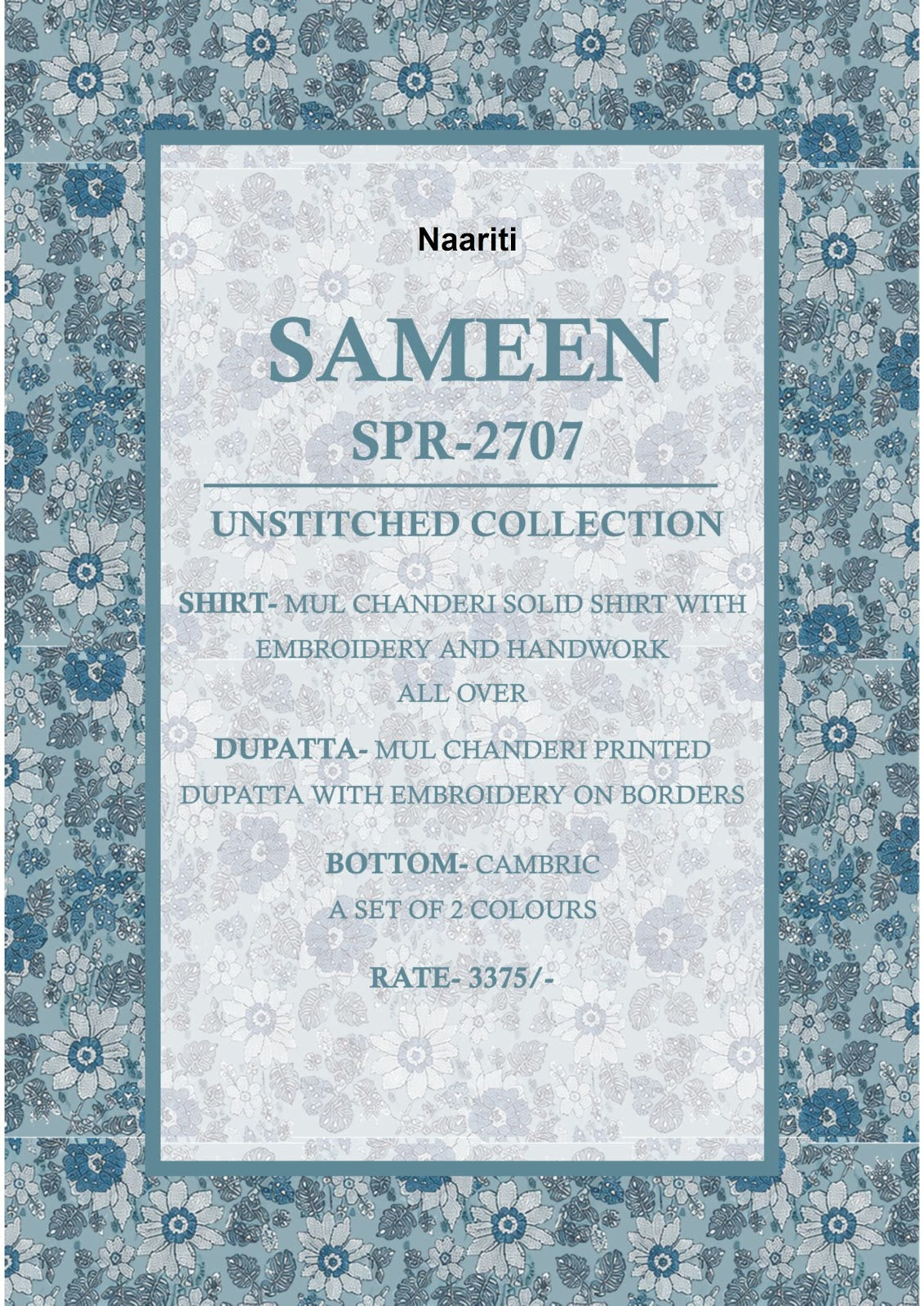 Sameen 2707 Naariti Mul Chanderi Pant Style Suits Supplier