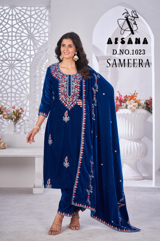 Sameera 1023 Afsana Readymade Velvet Suits Manufacturer Ahmedabad