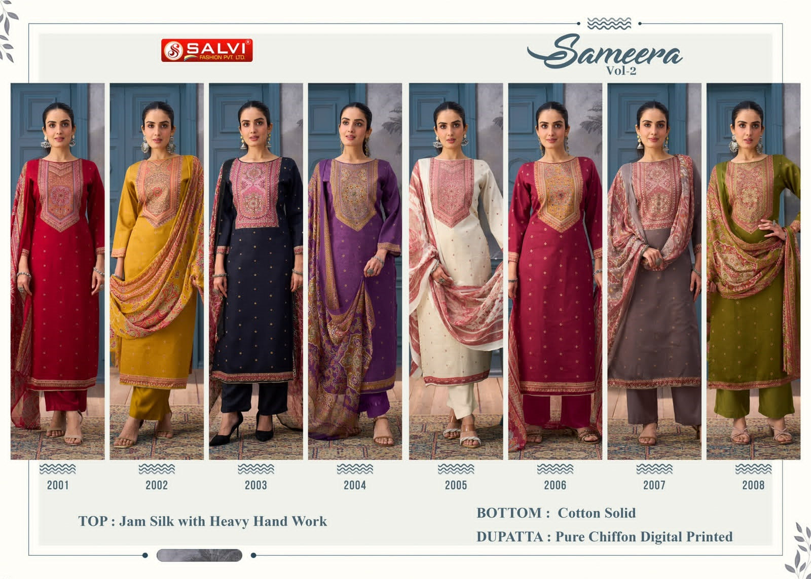 Sameera Vol 2 Salvi Fashion Jam Cotton Pant Style Suits Manufacturer India