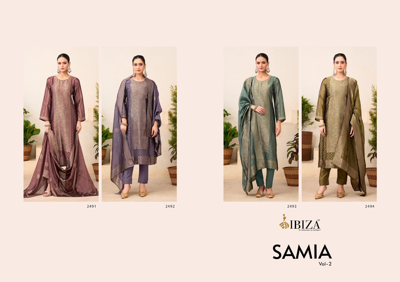 Samia Vol 2 Ibiza Silk Jacquard Pant Style Suits Wholesaler Gujarat