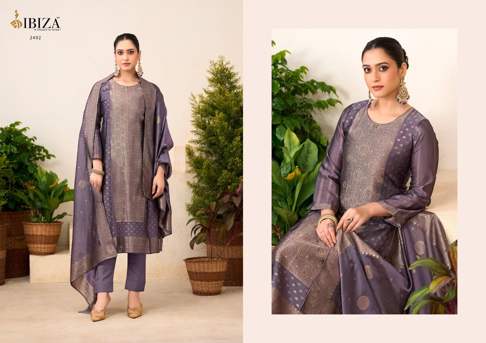 Samia Vol 2 Ibiza Silk Jacquard Pant Style Suits Wholesaler Gujarat