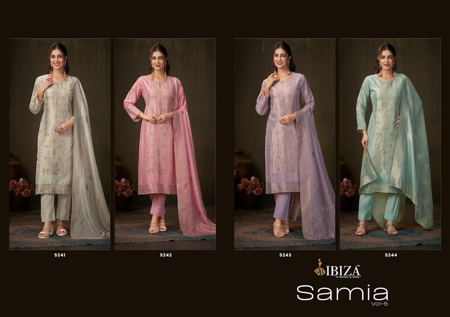 Samia Vol 5 Ibiza Banglori Silk Pant Style Suits Exporter