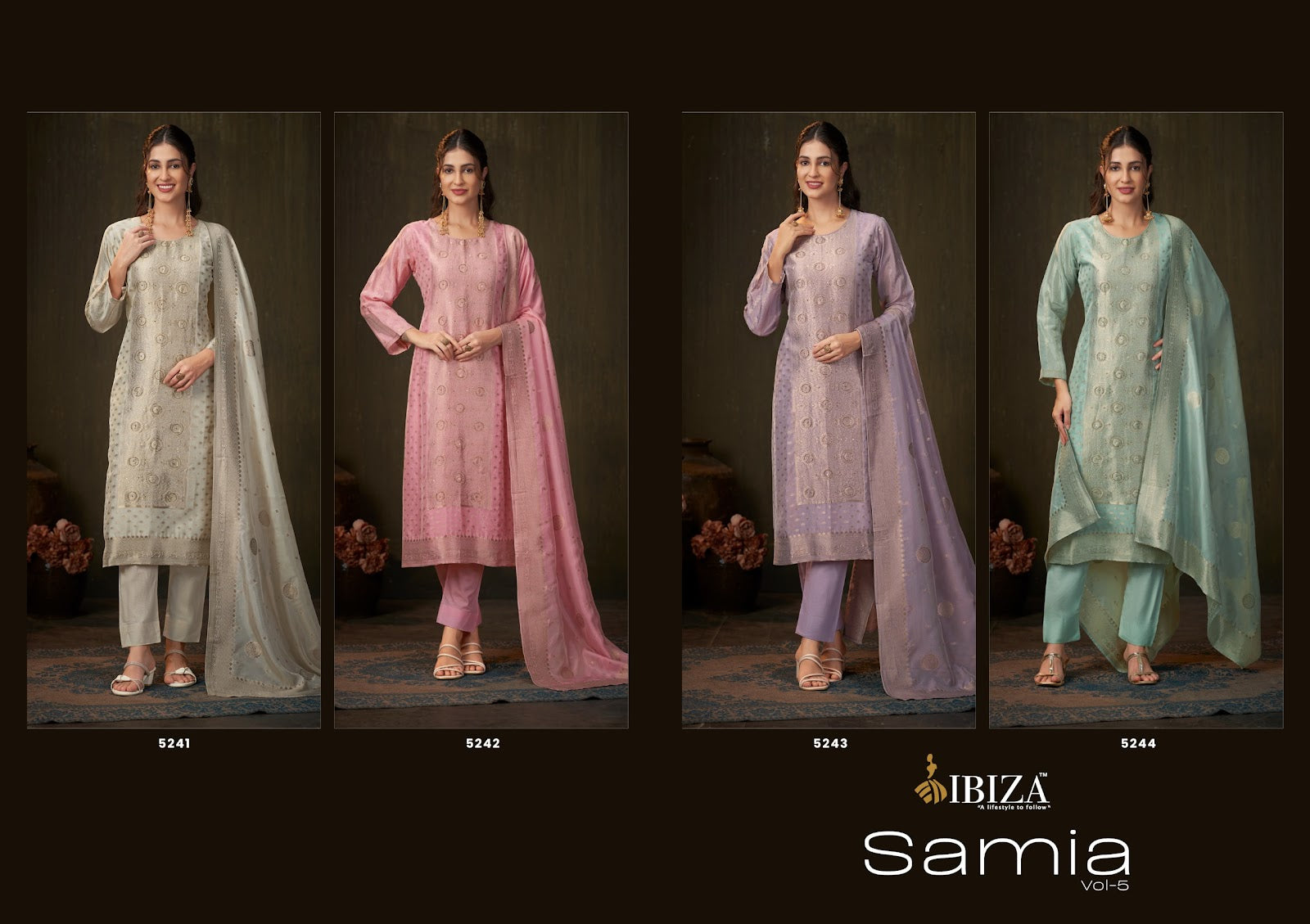 Samia Vol 5 Ibiza Banglori Silk Pant Style Suits Exporter