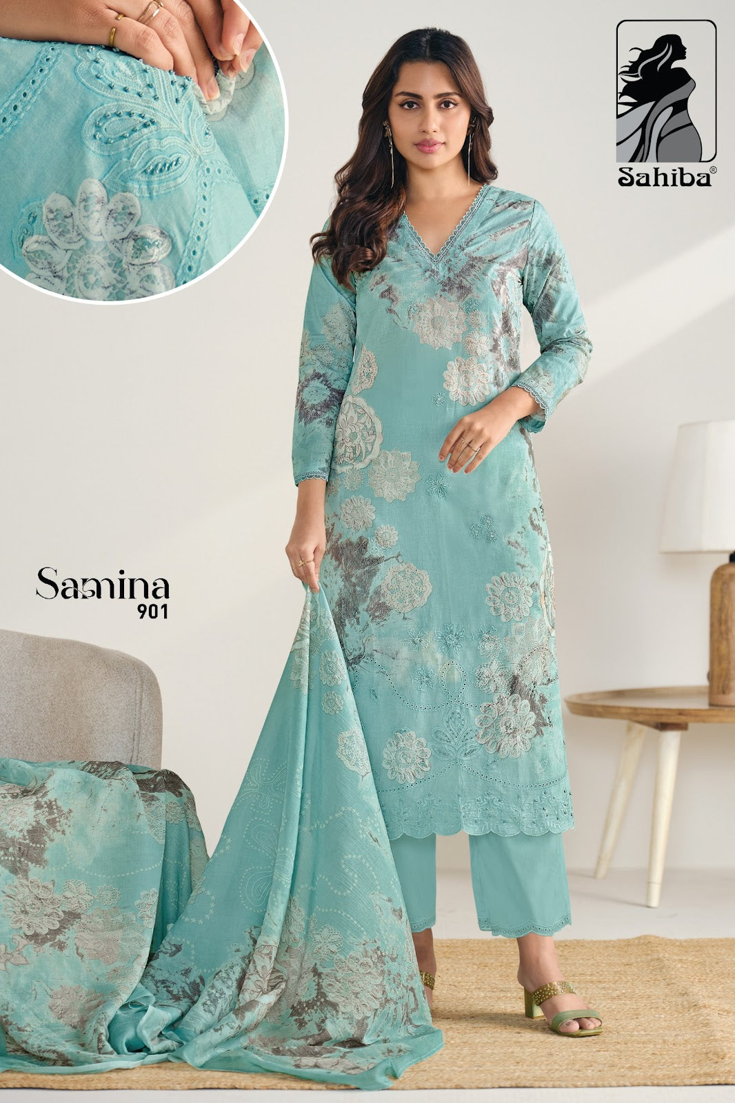 Samina Sahiba Pure Cotton Pant Style Suits Wholesale Price