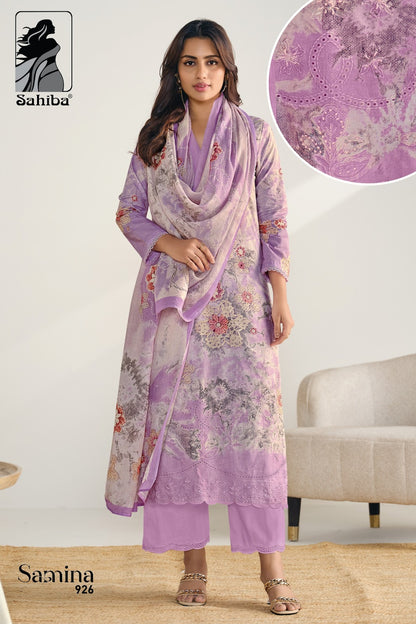 Samina Sahiba Pure Cotton Pant Style Suits Wholesale Price