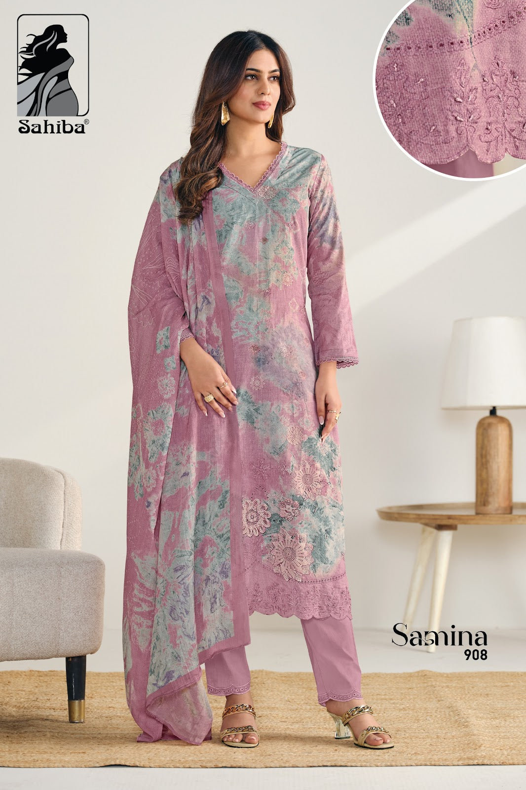 Samina Sahiba Pure Cotton Pant Style Suits Wholesale Price