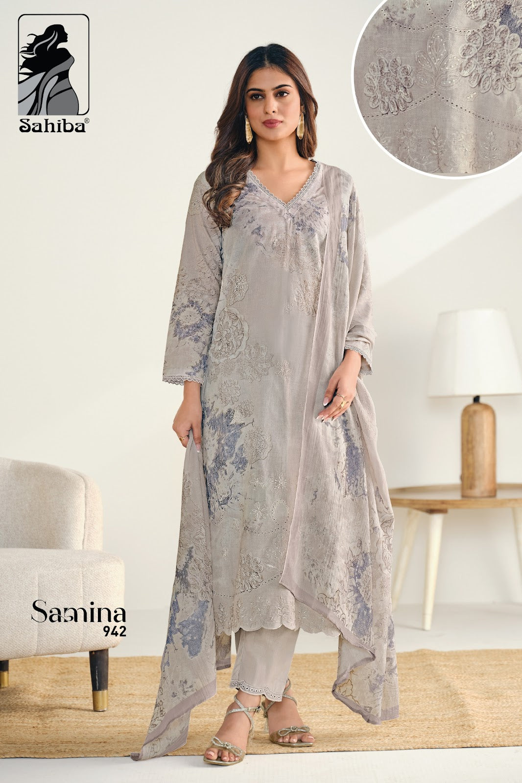 Samina Sahiba Pure Cotton Pant Style Suits Wholesale Price
