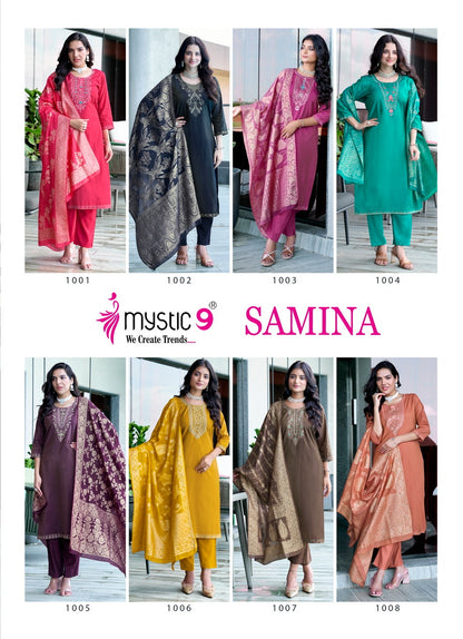 Samina Vol 1 Mystic 9 Roman Silk Readymade Pant Style Suits Exporter