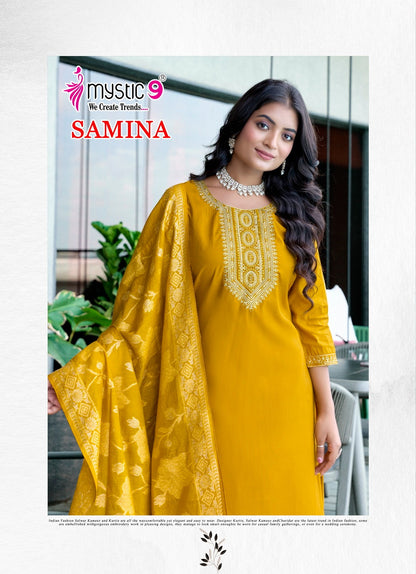 Samina Vol 1 Mystic 9 Roman Silk Readymade Pant Style Suits Exporter