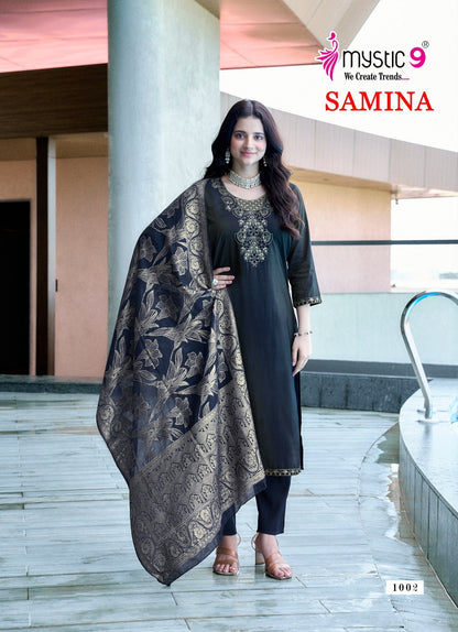 Samina Vol 1 Mystic 9 Roman Silk Readymade Pant Style Suits Exporter
