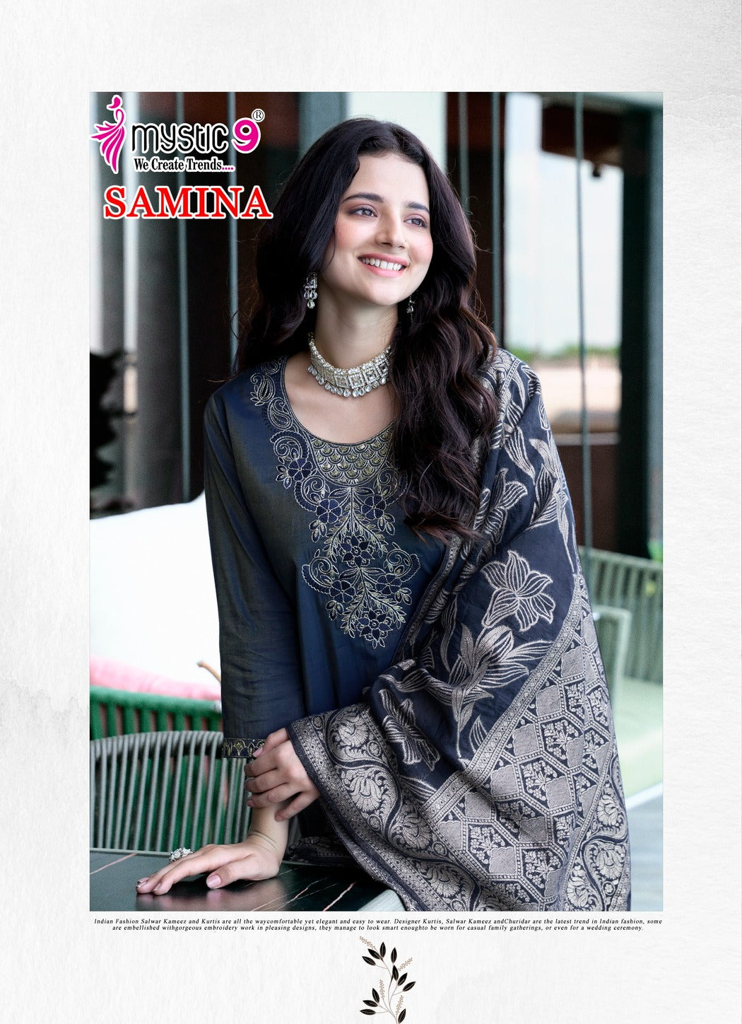 Samina Vol 1 Mystic 9 Roman Silk Readymade Pant Style Suits Exporter