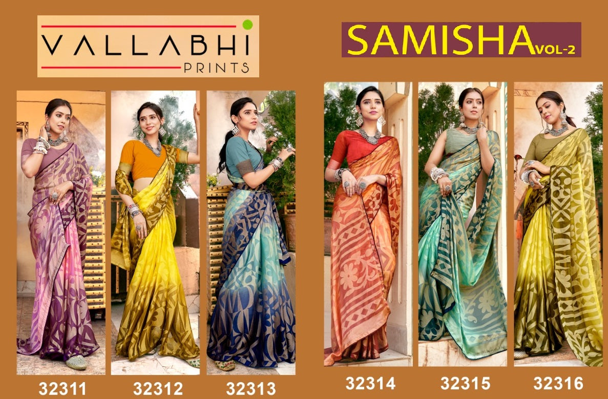 Samisha 2 Vallabhi Prints Georgette Sarees Wholesale Rate