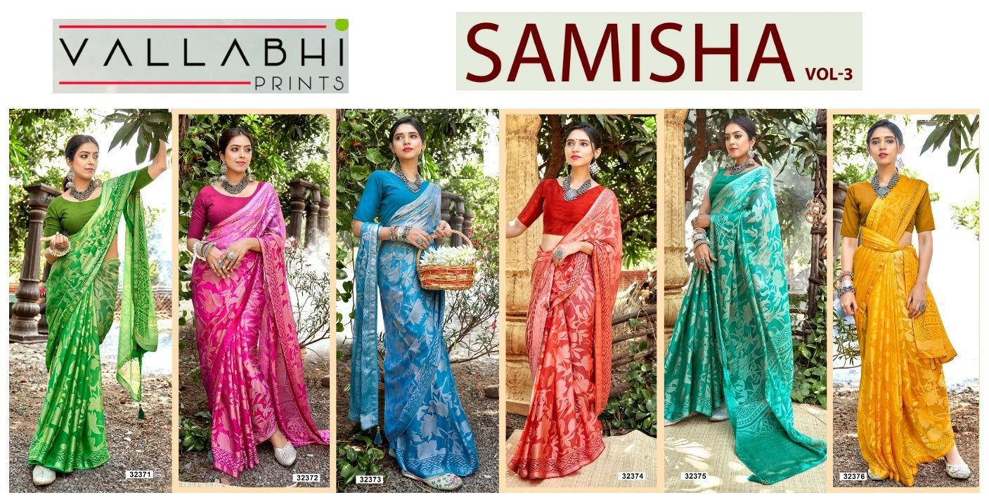 Samisha Vol 3 Vallabhi Prints Georgette Sarees Exporter