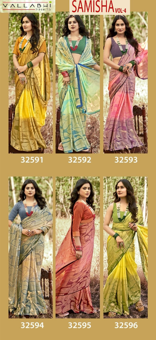 Samisha Vol 4 Vallabhi Prints Moss Sarees Exporter
