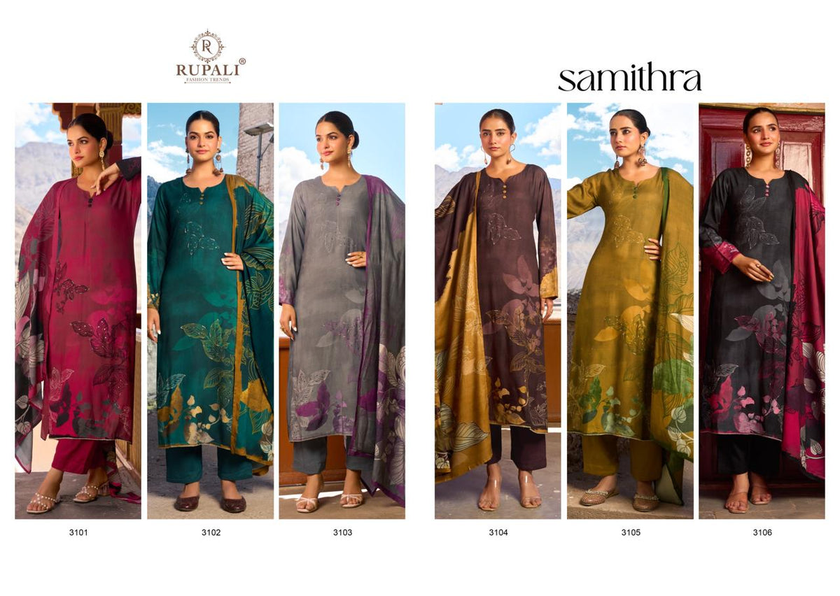 Samithra Rupali Viscose Pashmina Suits Exporter