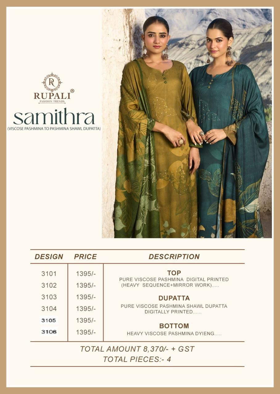 Samithra Rupali Viscose Pashmina Suits Exporter