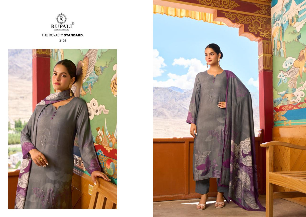 Samithra Rupali Viscose Pashmina Suits Exporter
