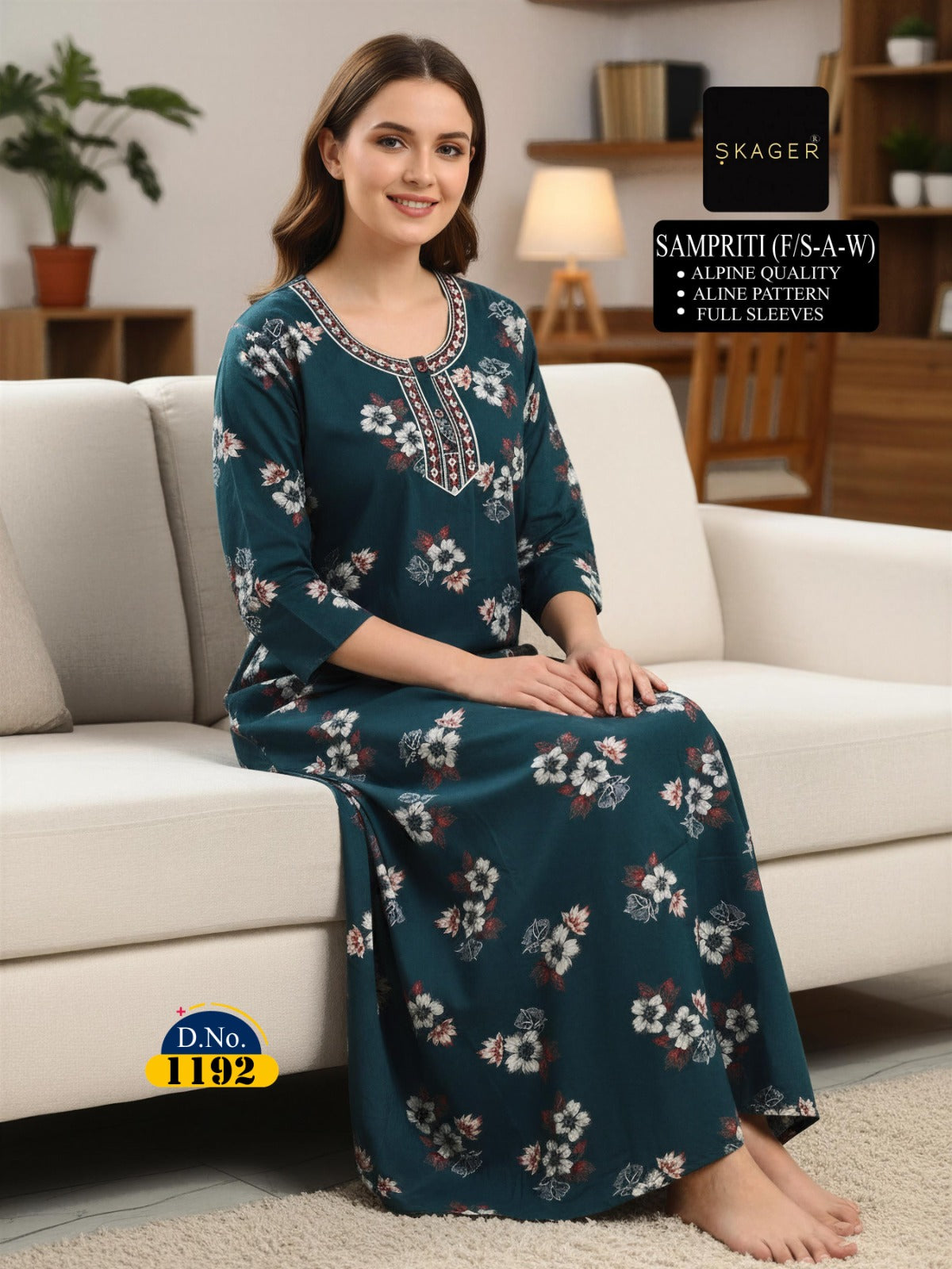 Sampriti 1606 Skager Alpine Night Gowns Supplier India
