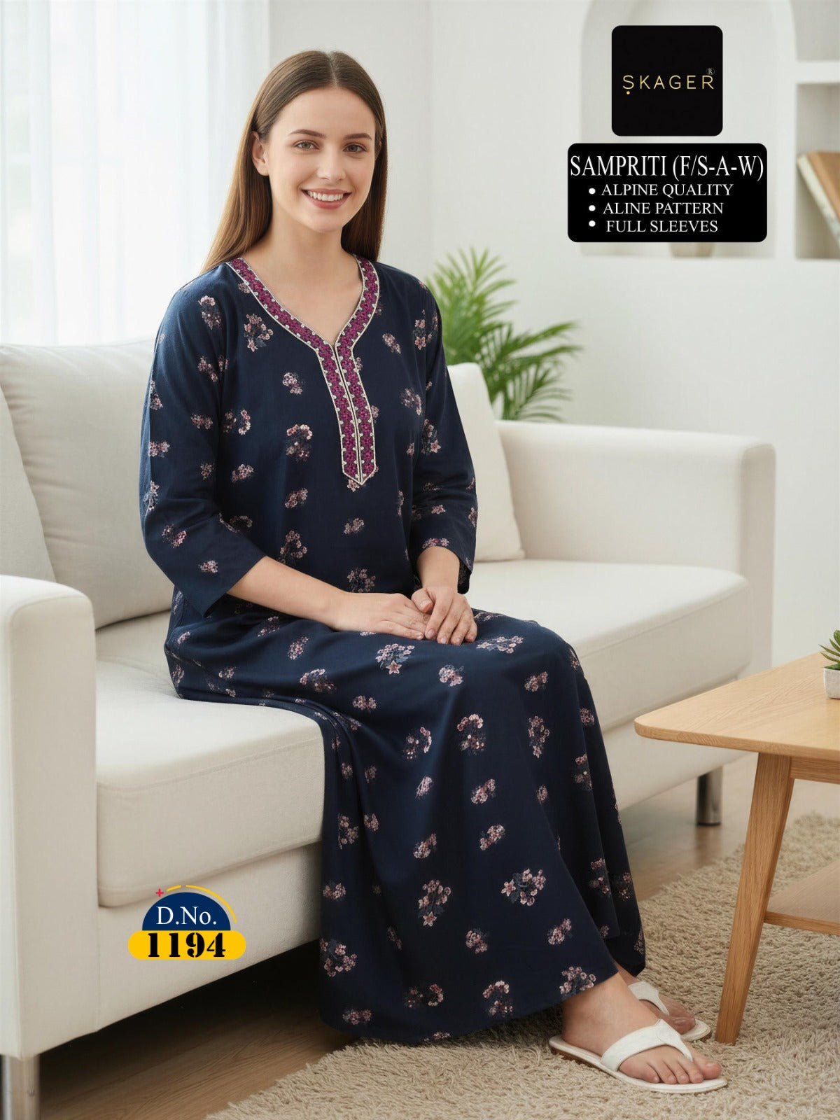 Sampriti 1606 Skager Alpine Night Gowns Supplier India