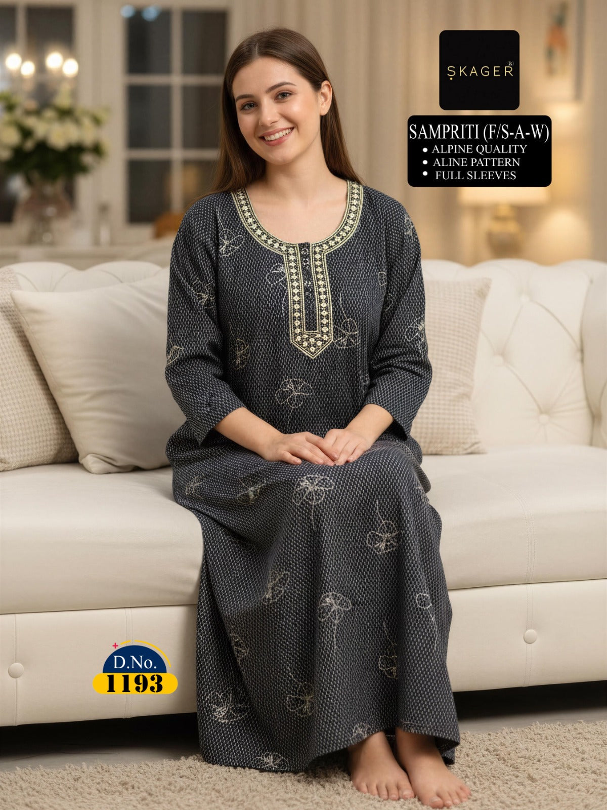Sampriti 1606 Skager Alpine Night Gowns Supplier India