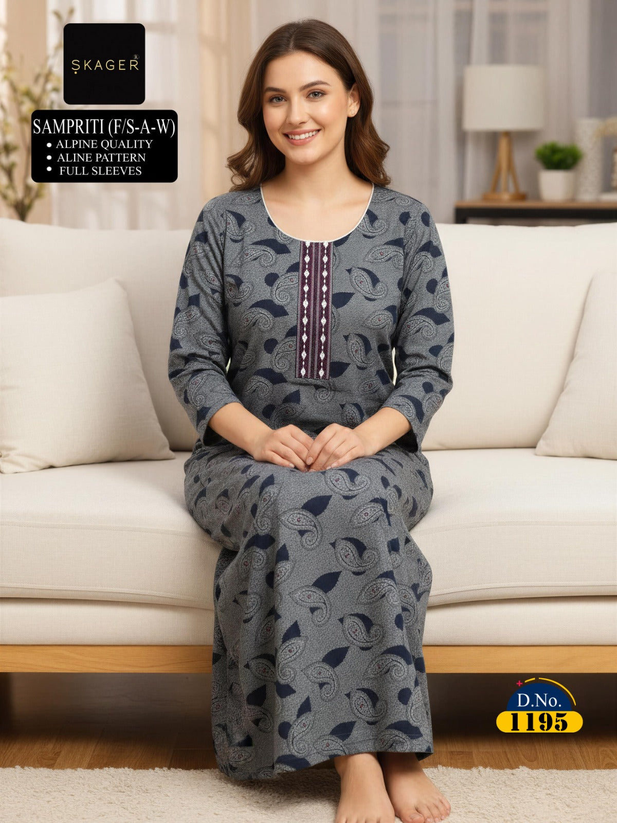 Sampriti 1606 Skager Alpine Night Gowns Supplier India