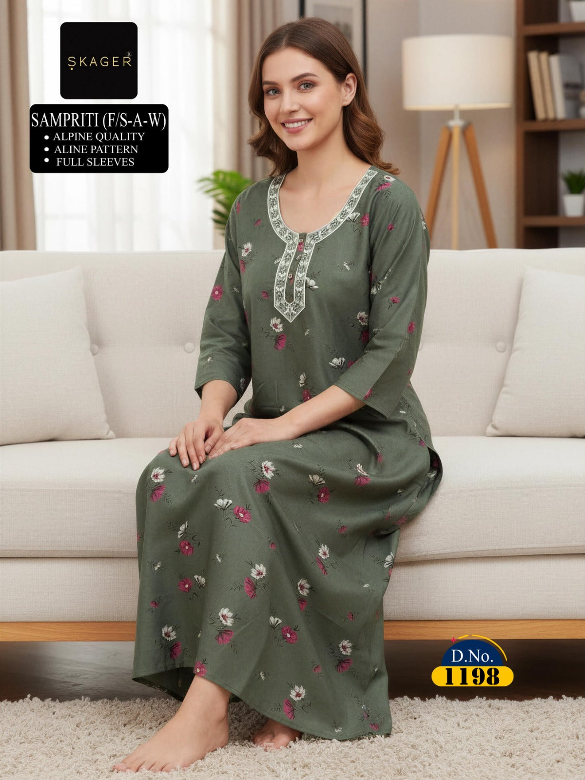 Sampriti 1606 Skager Alpine Night Gowns Supplier India