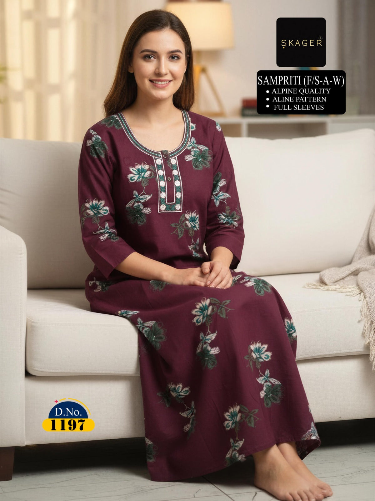 Sampriti 1606 Skager Alpine Night Gowns Supplier India