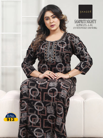 Sampriti Skager Alpine Night Gowns Wholesaler India