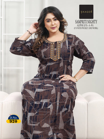 Sampriti Skager Alpine Night Gowns Wholesaler India