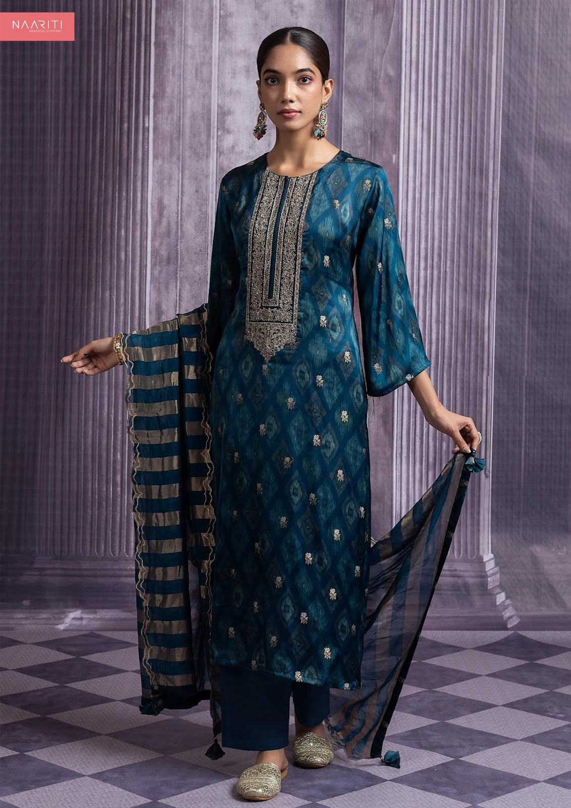 Samreen Naariti Silk Jacquard Pant Style Suits Wholesaler
