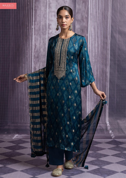 Samreen Naariti Silk Jacquard Pant Style Suits Wholesaler