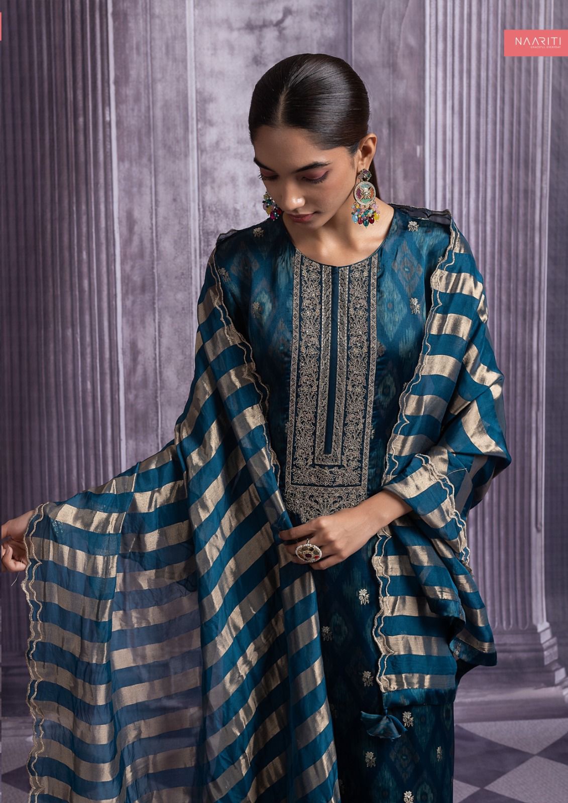 Samreen Naariti Silk Jacquard Pant Style Suits Wholesaler