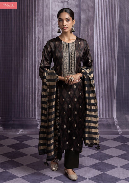 Samreen Naariti Silk Jacquard Pant Style Suits Wholesaler