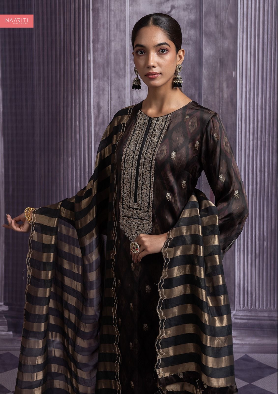 Samreen Naariti Silk Jacquard Pant Style Suits Wholesaler