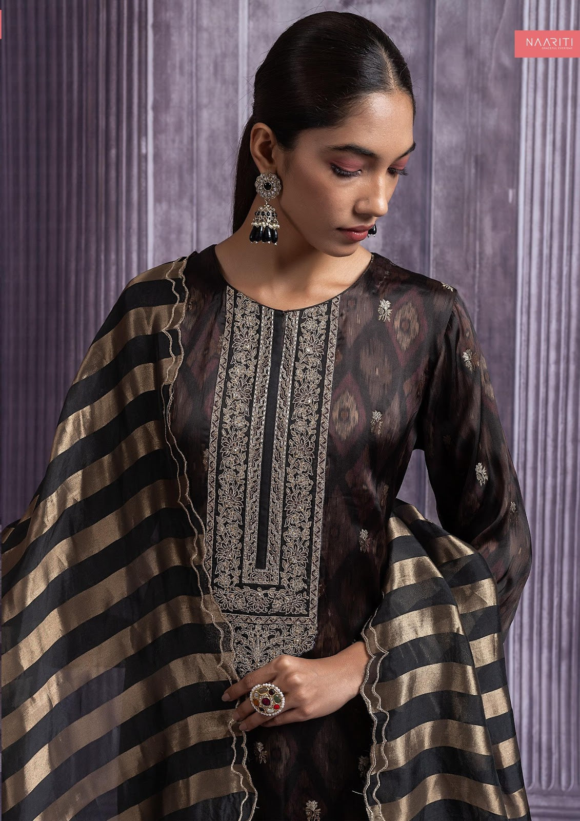 Samreen Naariti Silk Jacquard Pant Style Suits Wholesaler