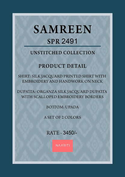 Samreen Naariti Silk Jacquard Pant Style Suits Wholesaler