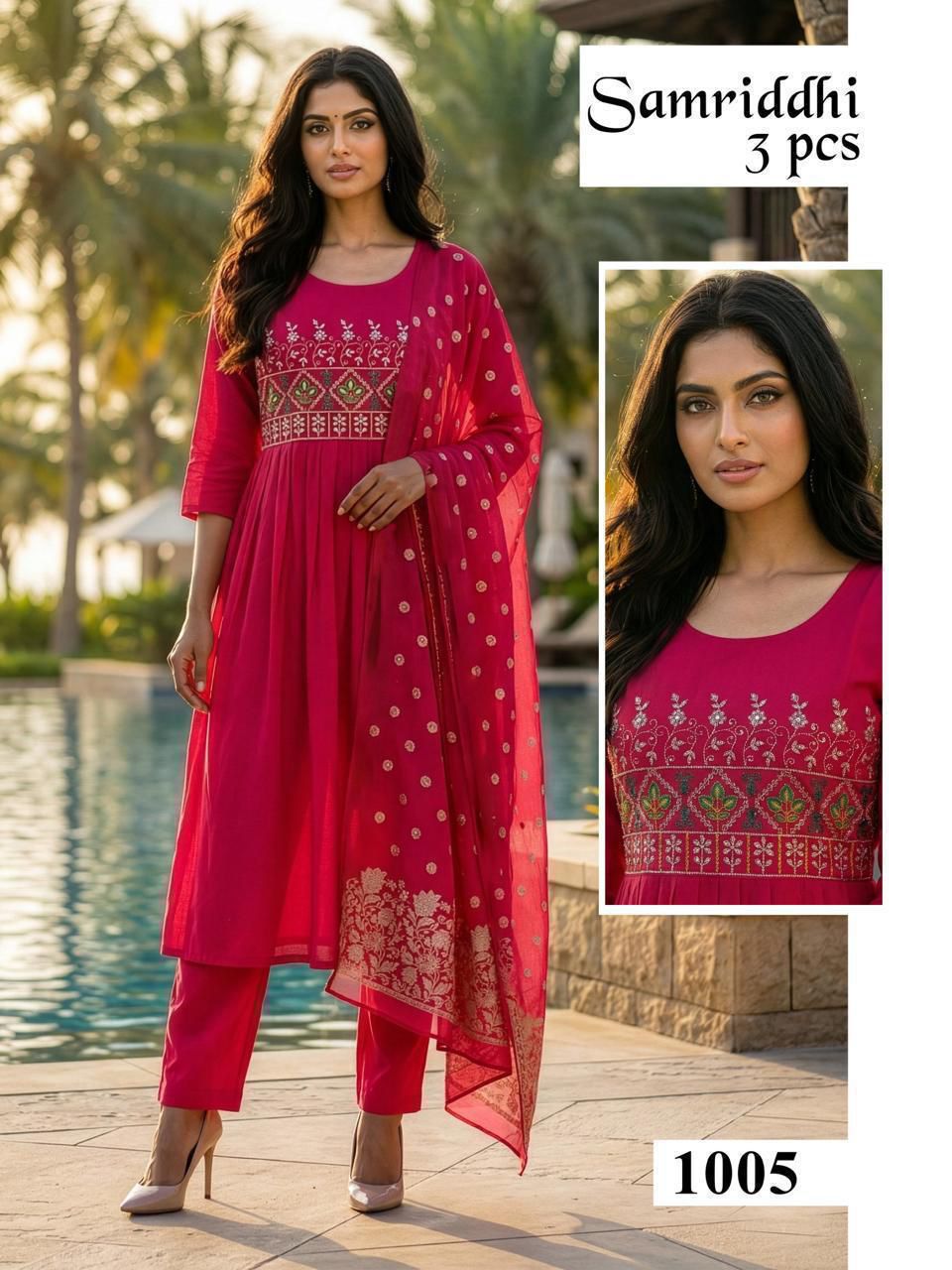 Samriddhi Malviken Roman Silk Readymade Anarkali Suits Supplier