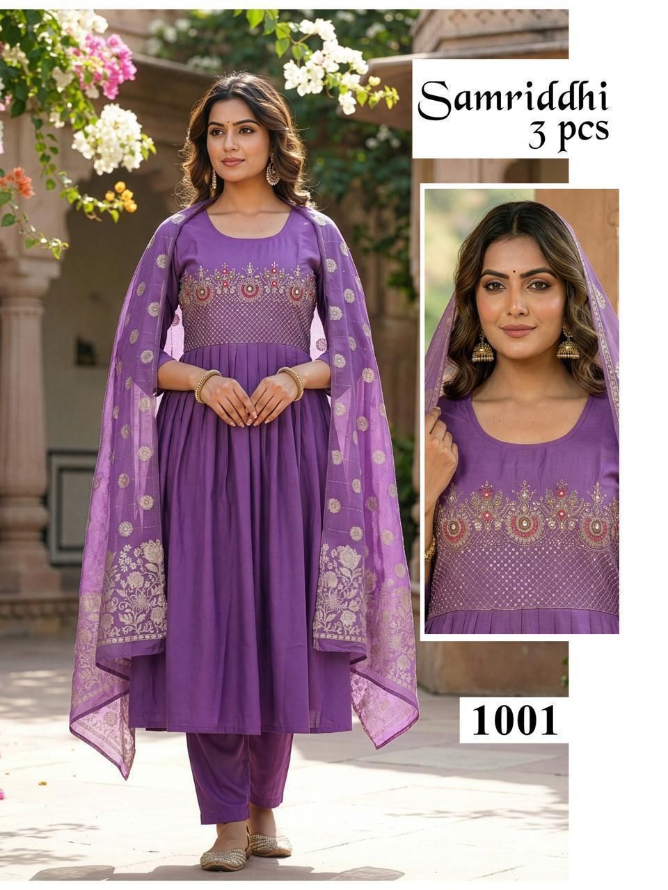 Samriddhi Malviken Roman Silk Readymade Anarkali Suits Supplier