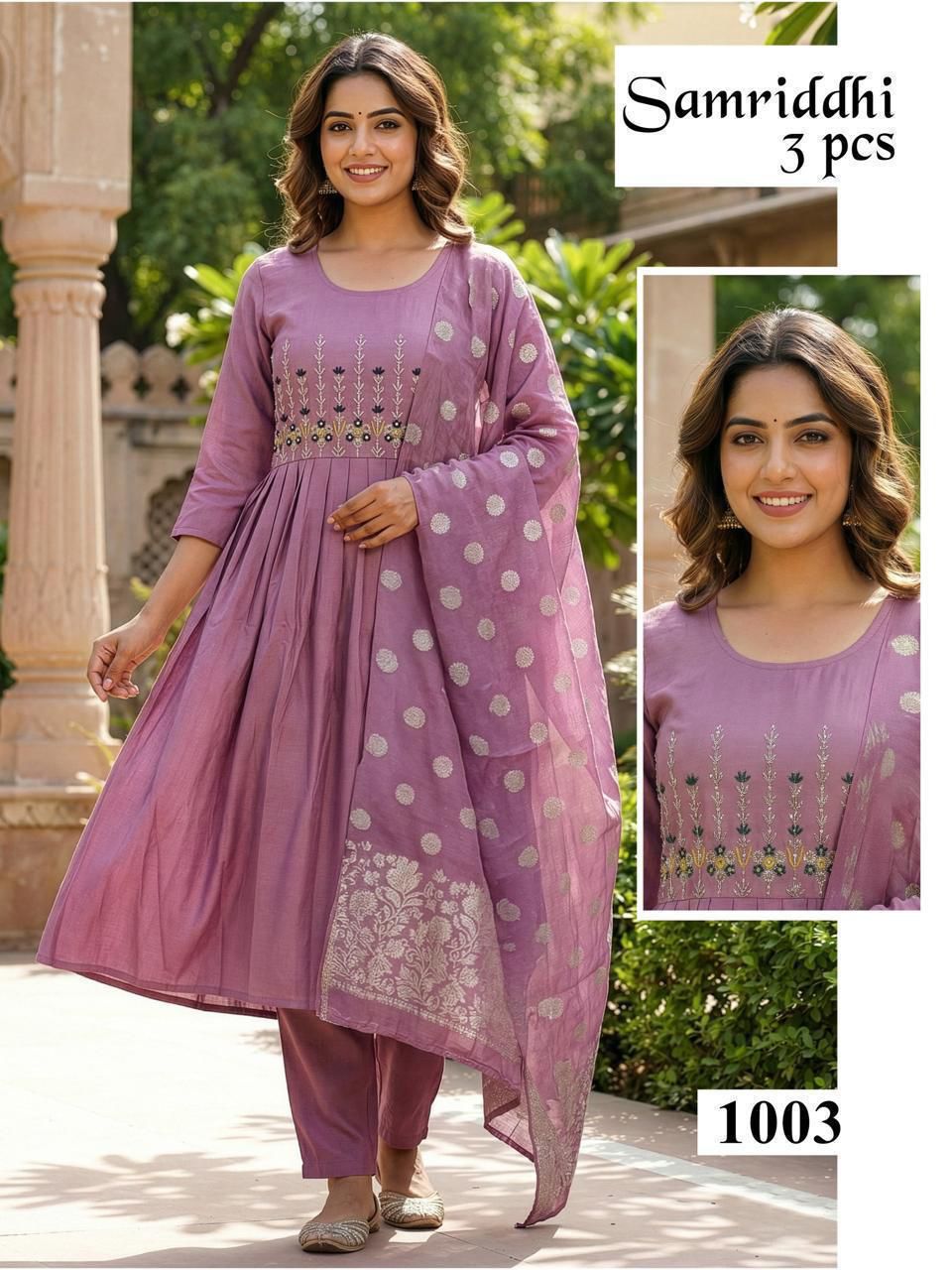 Samriddhi Malviken Roman Silk Readymade Anarkali Suits Supplier