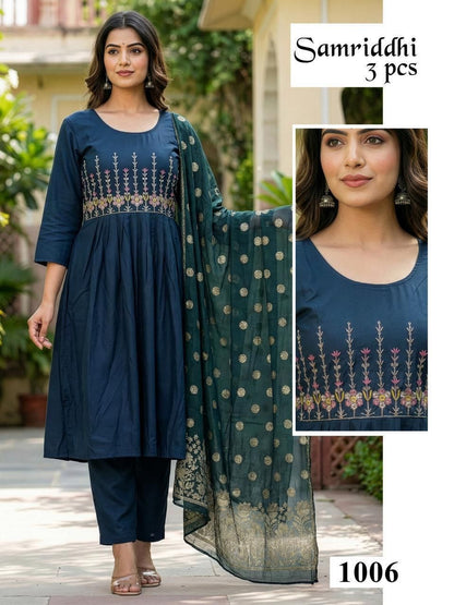 Samriddhi Malviken Roman Silk Readymade Anarkali Suits Supplier