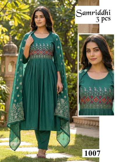 Samriddhi Malviken Roman Silk Readymade Anarkali Suits Supplier