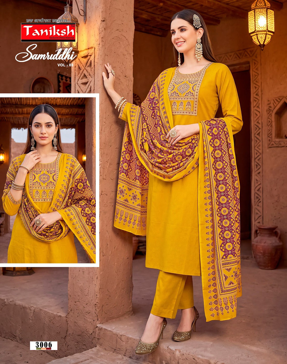 Samriddhi Vol 3 Taniksh Dhabu Cotton Readymade Pant Style Suits Supplier India