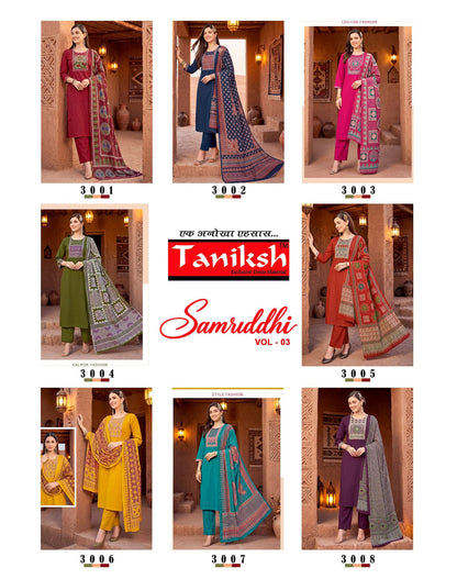 Samriddhi Vol 3 Taniksh Dhabu Cotton Readymade Pant Style Suits Supplier India