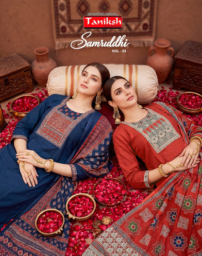 Samriddhi Vol 3 Taniksh Dhabu Cotton Readymade Pant Style Suits Supplier India