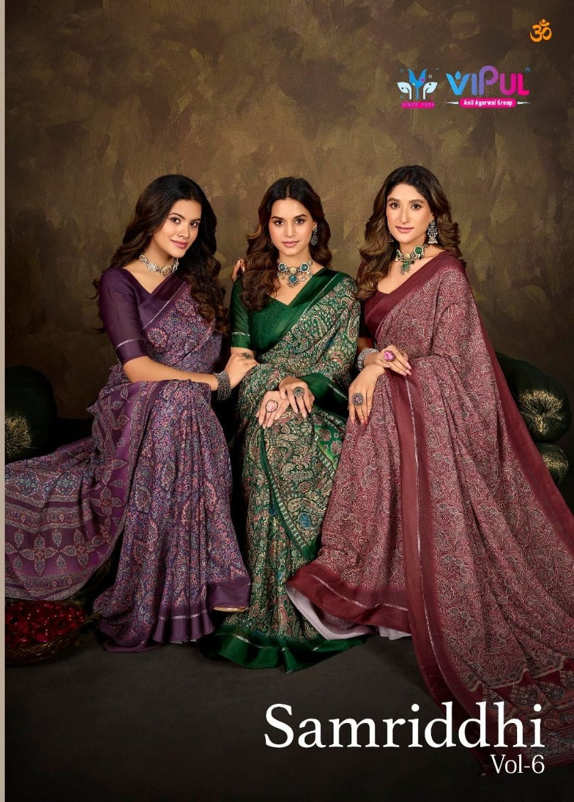 Samriddhi Vol 6 Vipul Dull Moss Sarees Manufacturer India