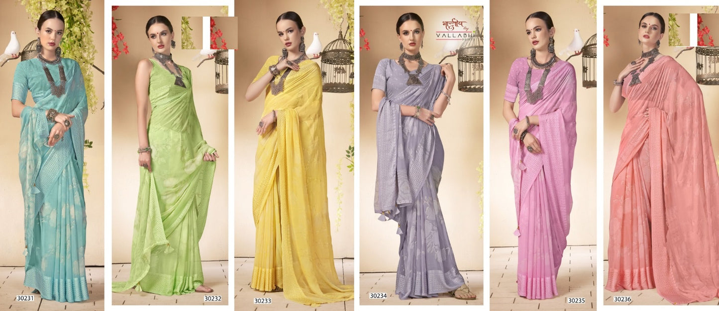Samveda Vallabhi Prints Georgette Sarees Supplier Gujarat