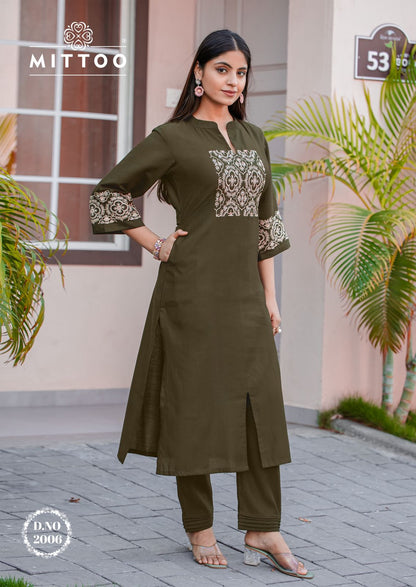 Samyaa Mittoo Viscose Weaving Kurti Pant Set Manufacturer India