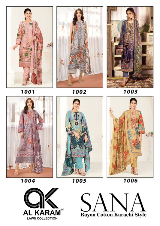 Sana Al Karam Reyon Karachi Salwar Suits Wholesale Rate